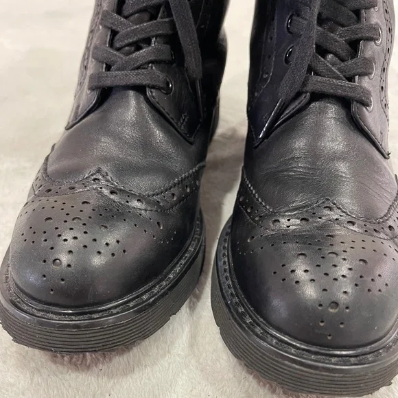 Prada Black Leather Combat Boots Size 7 - Picture 3 of 13